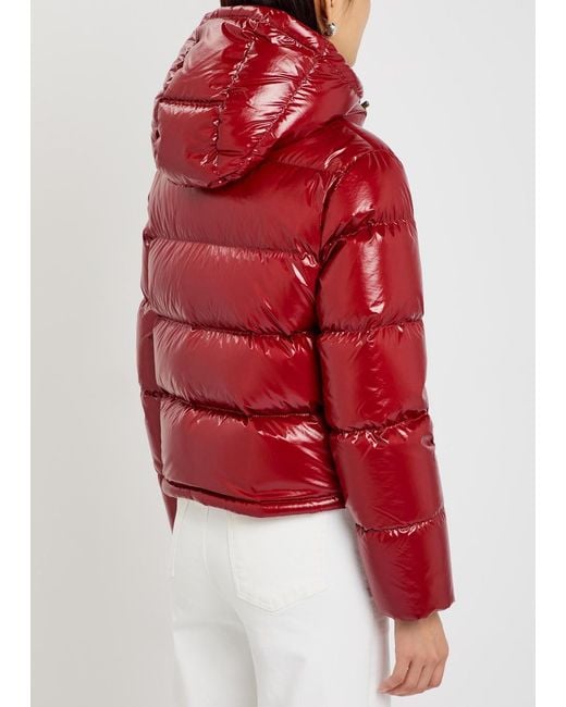 Moncler Red Niveole Padded Hooded Nylon Jacket