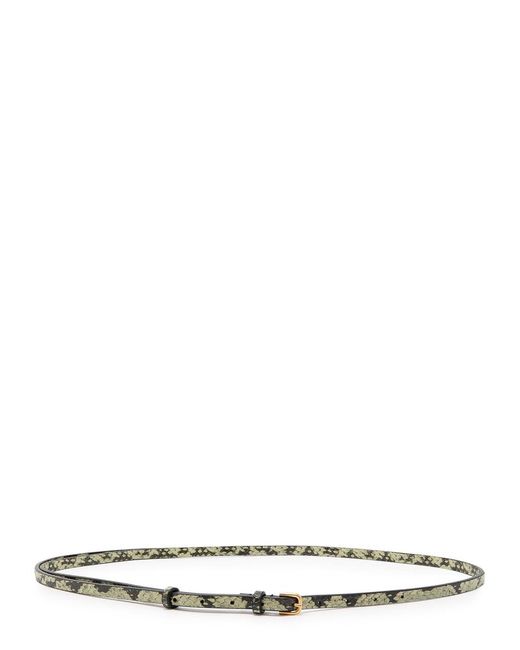 Dries Van Noten White Snake-Effect Leather Belt