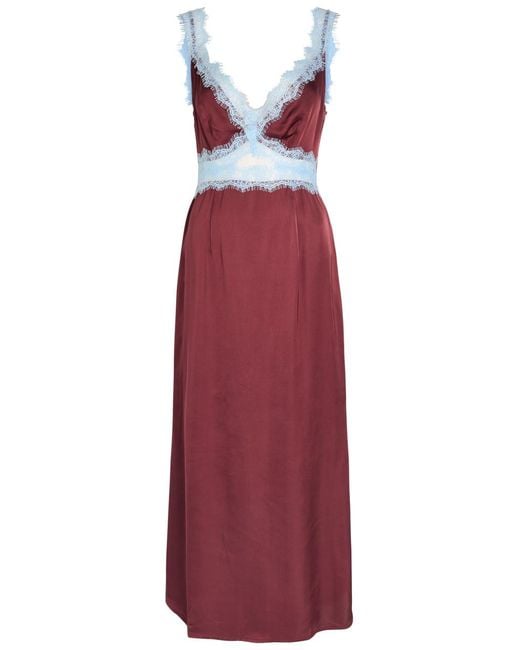 Never Fully Dressed Red Mimi Lace-Trim Satin Midi Dress