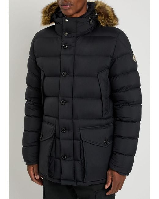 Moncler Blue Clunye Faux Fur-Trimmed Nylon Jacket for men