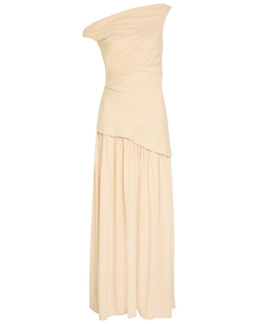 Faithfull The Brand Natural Roma Off-The-Shoulder Linen Maxi Dress
