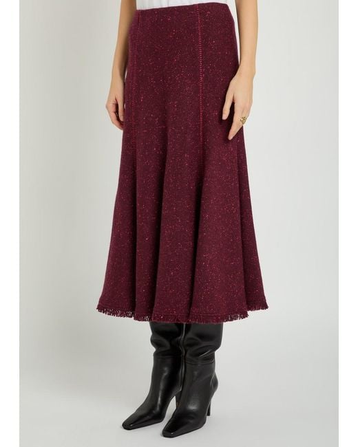Gabriela Hearst Purple Amy Speckled Wool And Cashmere-Blend Midi Skirt