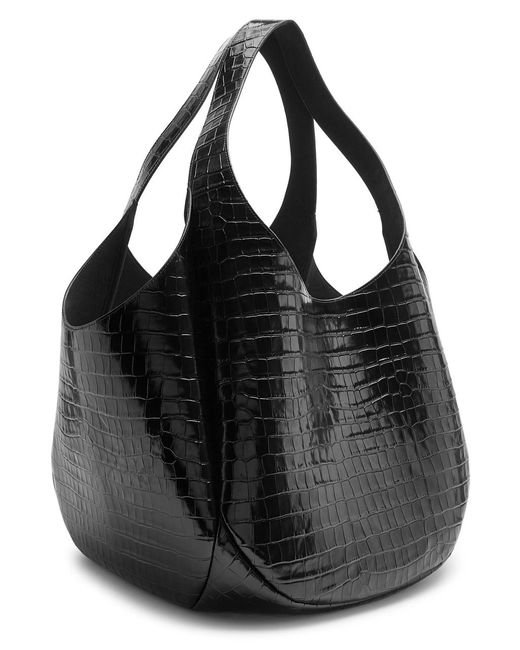 Coperni Black Xl Swipe Crocodile-effect Leather Bucket Bag
