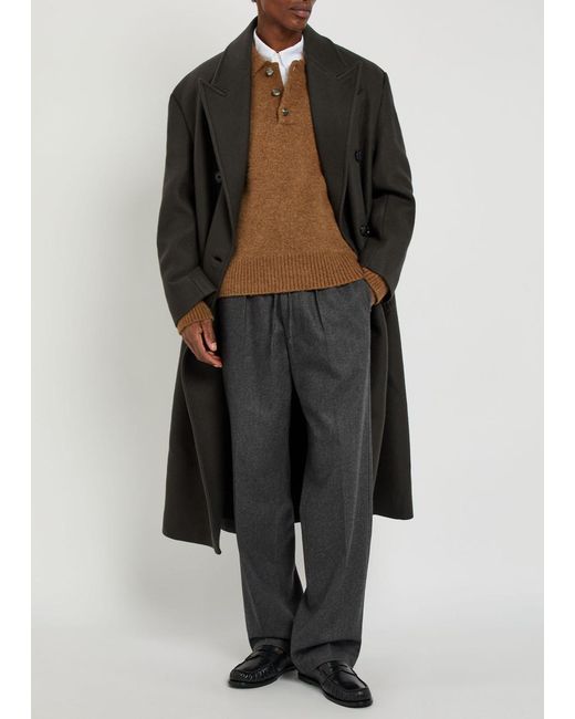 AMI Black Double-Breasted Wool Coat for men
