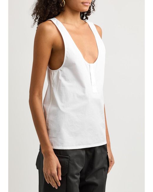 Saint Laurent White Cotton-Poplin Tank