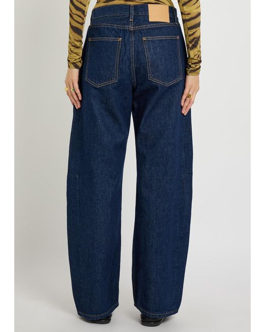 B Sides Blue Slim Lasso Structured Barrel-Leg Jeans