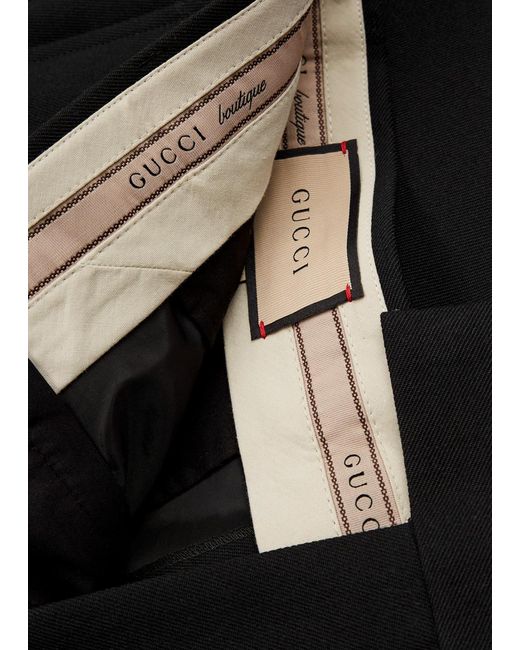 Gucci Black Wide-leg Wool Trousers for men