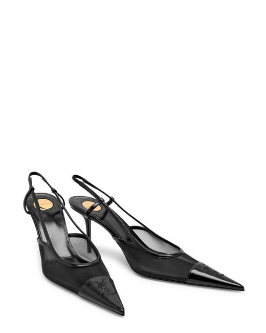 Saint Laurent Black Jerry 80 Slingback Leather Pumps