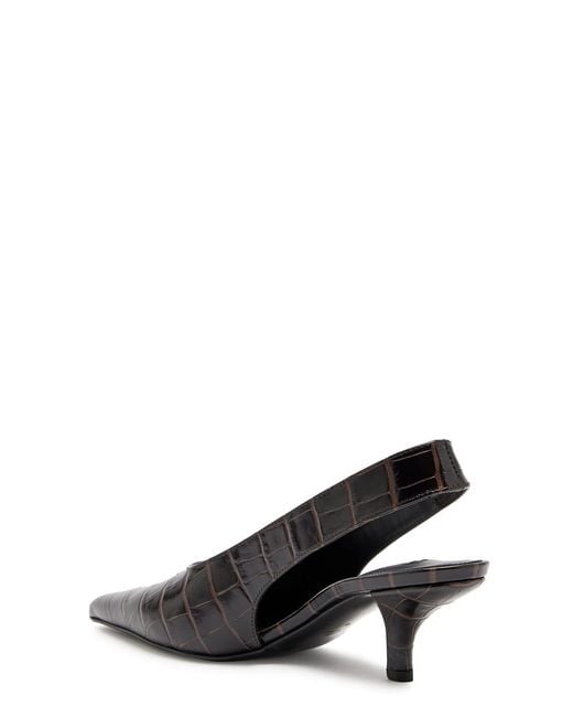 Totême Black Classic Croco Embossed Leather Slingback Pumps