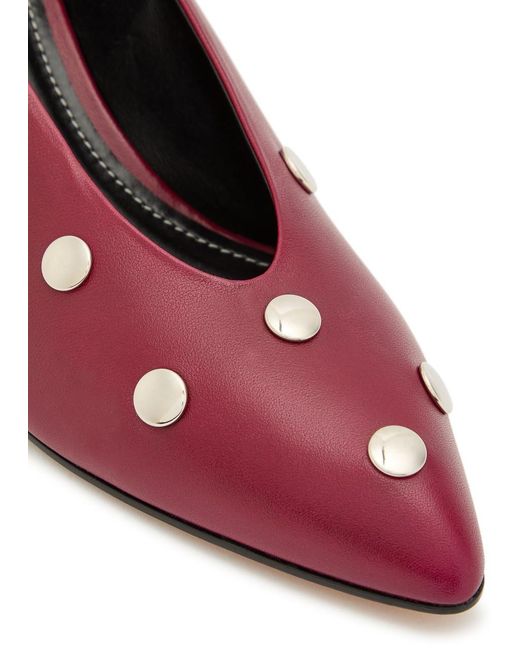 Bally Red Aline 55 Stud-Embellished Leather Pumps