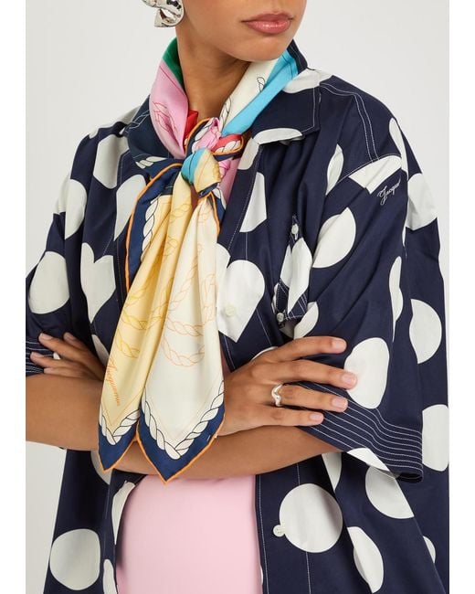 Jacquemus Blue Le Grand Foulard Hippocampe Printed Silk Scarf