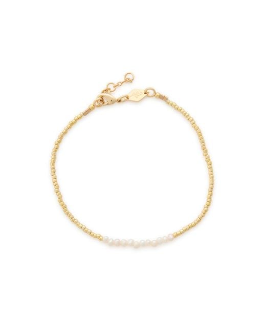 Anni Lu White Slim Pearly 18Kt-Plated Beaded Bracelet