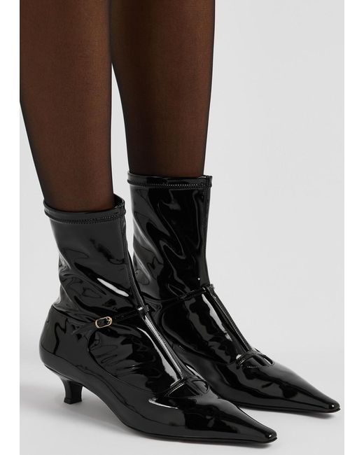 The Row Black Cyd 50 Patent Leather Ankle Boots