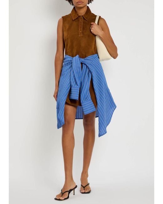 FRAME Brown The Suede City Shift Mini Dress