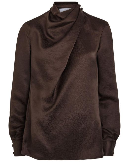 Gabriela Hearst Brown Marcela Draped Silk Top