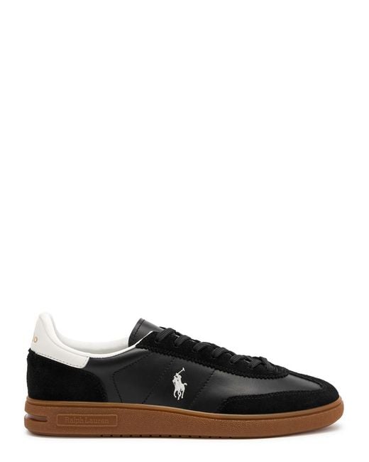 Polo Ralph Lauren Black Bedford Panelled Leather Sneakers for men