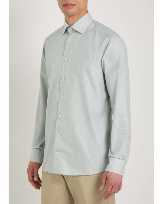 Eton of Sweden White Houndstooth Cotton-Twill Shirt for men