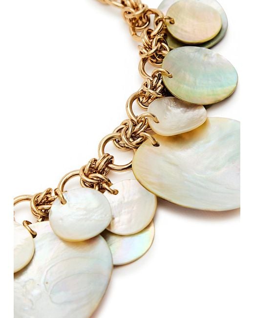 Rabanne Metallic Shell Disc Pearl Necklace