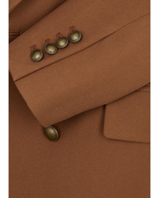 FRAME Brown Double-breasted Twill Blazer