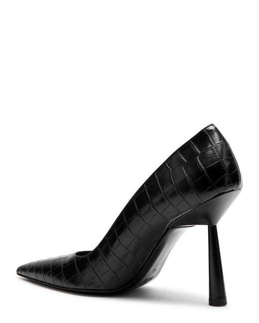 Gia Borghini Black Balantine 100 Crocodile-effect Leather Pumps
