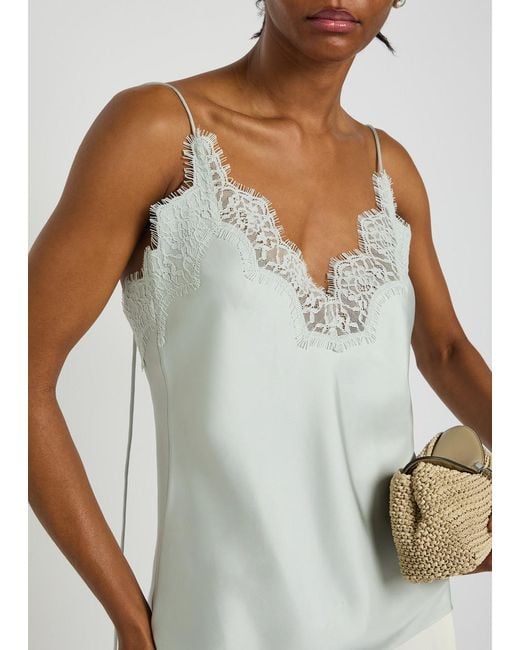 Rohe Blue Lace-Trim Silk Camisole Top