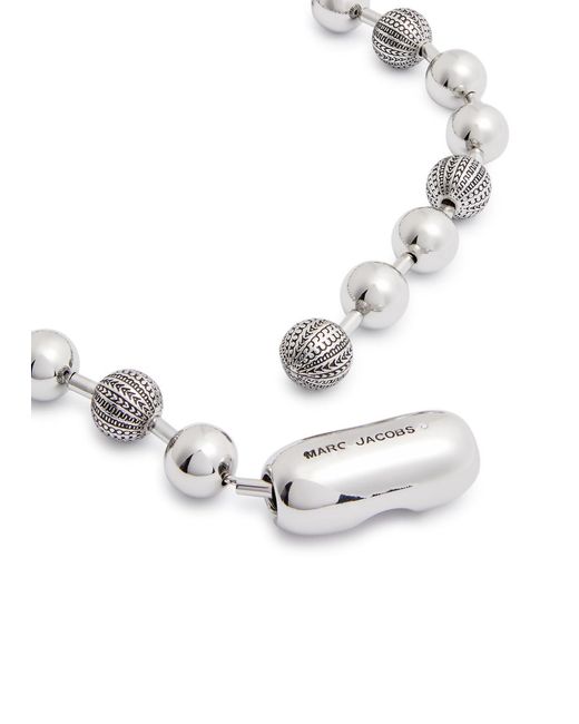 Marc Jacobs White The Monogram Ball Chain Necklace