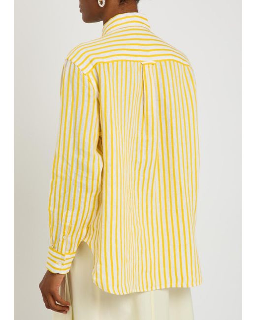 Polo Ralph Lauren Yellow Striped Linen And Cotton-Blend Shirt
