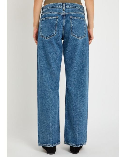Agolde Blue Low Rise Loose Straight-Leg Jeans