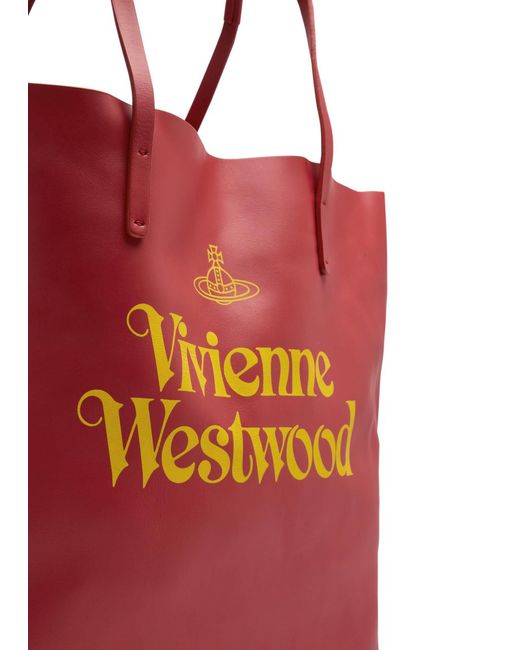 Vivienne Westwood Red Studio Logo-Print Leather Tote