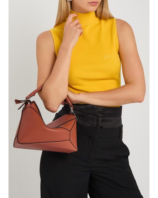 Loewe Brown Puzzle Edge Small Leather Top Handle Bag