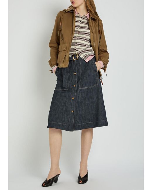 Moncler Black Belted Stretch- Midi Skirt