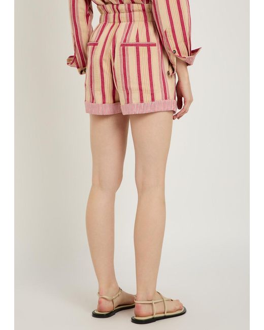 Isabel Marant Pink Nirma Striped Cotton Shorts