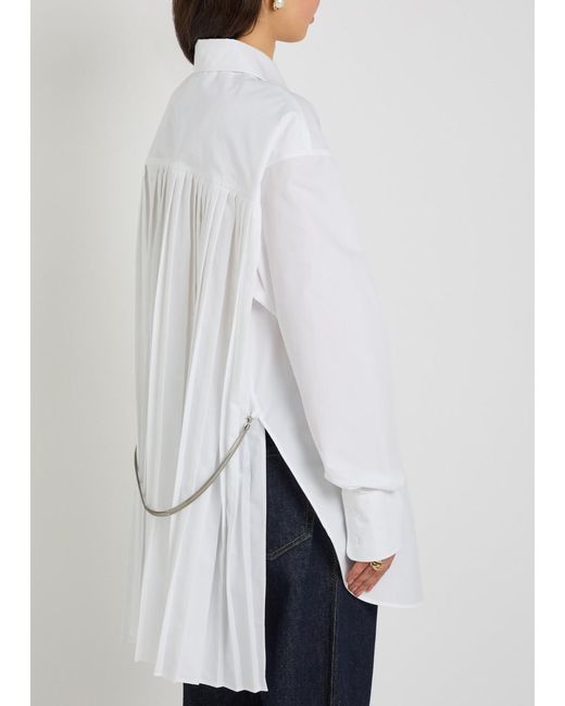 Sportmax White Pleated Cotton-Poplin Shirt