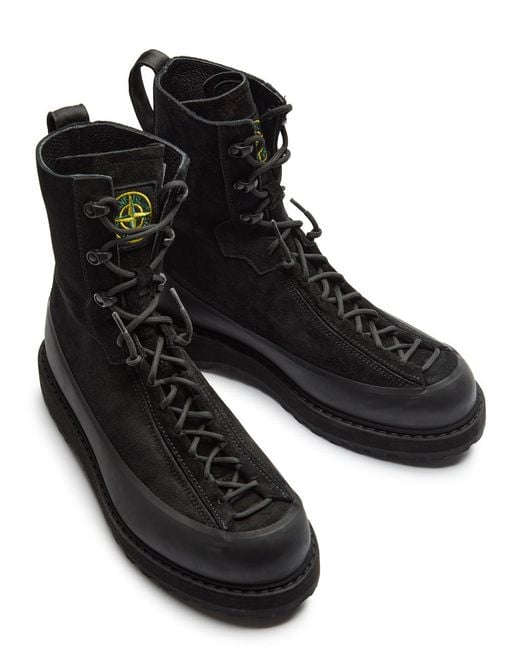 Stone Island Black Suede Hiking Boots for men