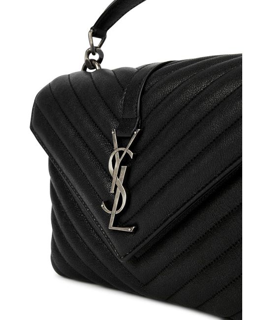 Saint Laurent Black College Medium Leather Shoulder Bag