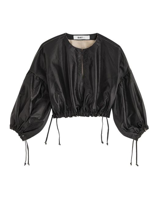 Day Birger et Mikkelsen Black Dorothy Cropped Leather Top
