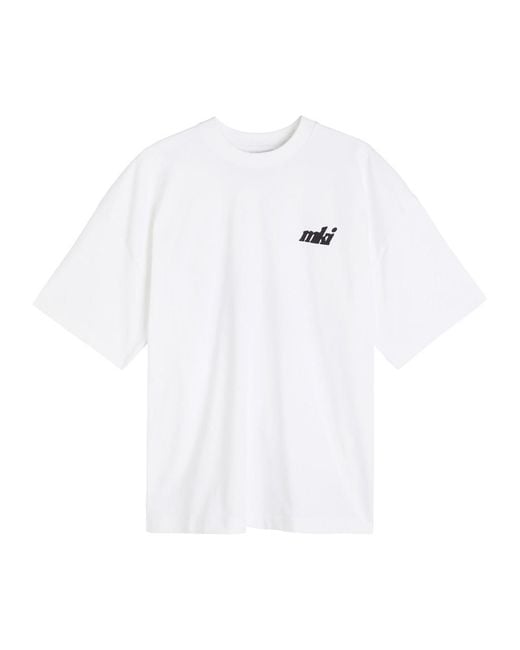 MKI Miyuki-Zoku White Stamp Logo-Print Cotton T-Shirt for men