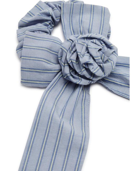 Damson Madder Blue Rosette Striped Cotton Scrunchie
