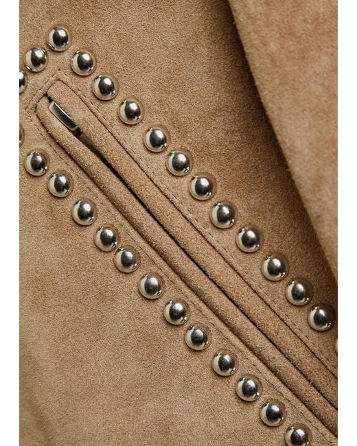 Staud Natural Hugo Stud-Embellished Suede Jacket