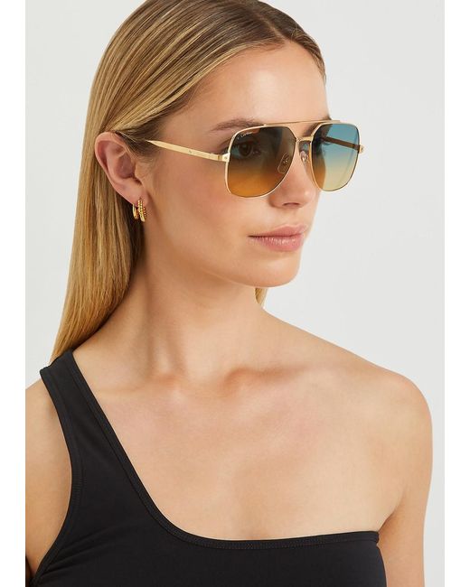 Cartier Blue Santos De -Tone Aviator-Style Sunglasses