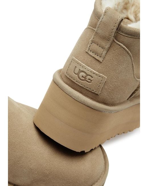 Ugg Brown Classic Designer Ultra Mini Suede Flatform Boots Uk6