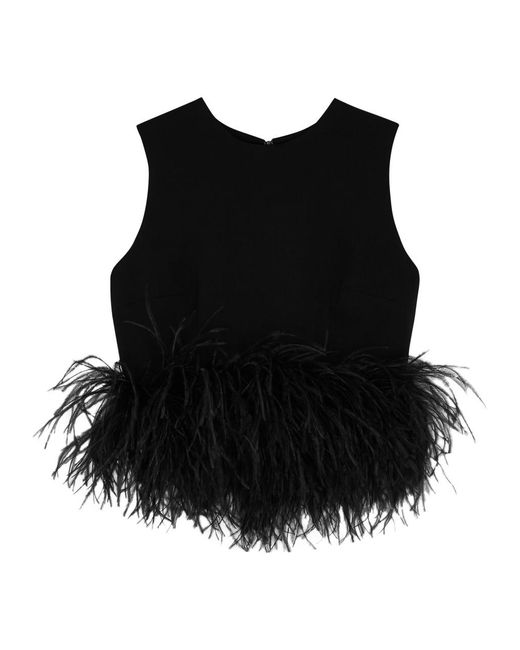 16Arlington Black Hoku Feather-trimmed Top