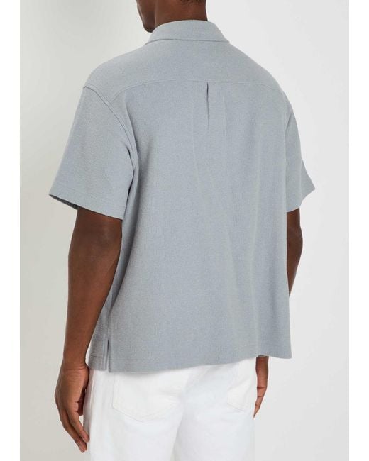 FRAME Gray Textured-Knit Cotton-Blend Shirt for men