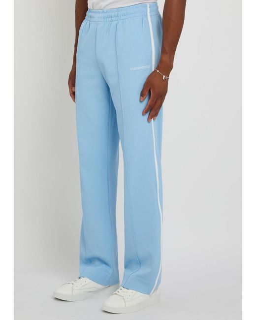 Casablanca Blue Logo-Embroidered Piqué Woven Track Pants for men