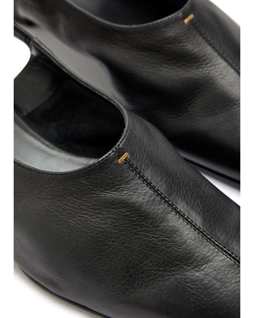 Khaite Black Cecilia Grained Leather Slingback Flats