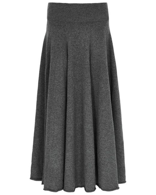 Extreme Cashmere Gray N°313 Twirl Cashmere-blend Midi Skirt