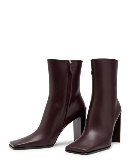 Alaïa Brown Square Toe Leather Ankle Boots