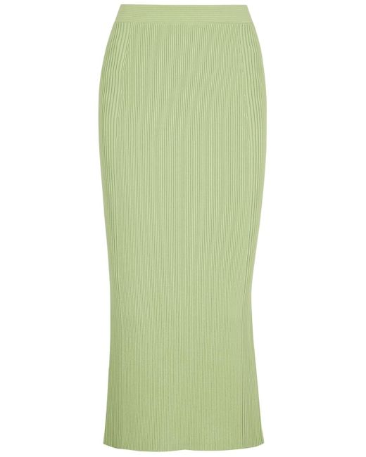 Jonathan Simkhai Synthetic Brooklyn Green Ribbed-knit Midi Skirt | Lyst