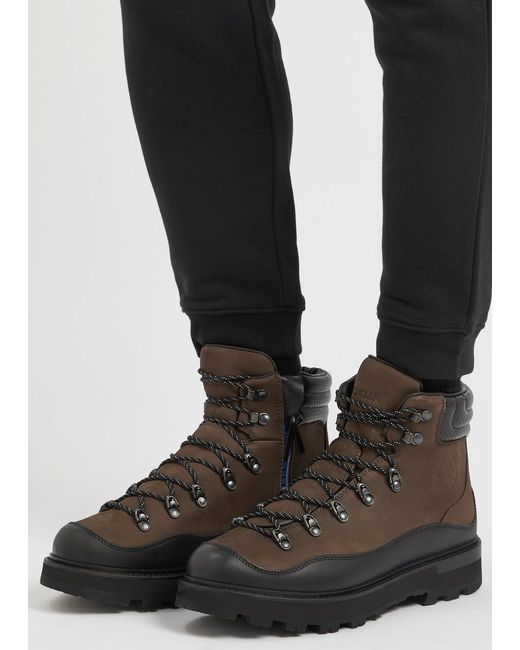 Moncler Black Peka Trek Panelled Nubuck Hiking Boots for men