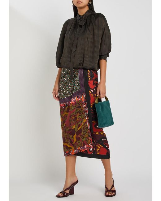 Dries Van Noten Black Cenvy Pinstriped Woven Blouse